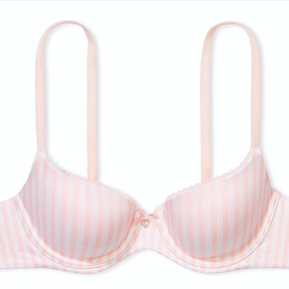 38DDD VICTORIA SECRET Body by Victoria Lined Demi Bra Pink White Stripe Smooth - Picture 9 of 9